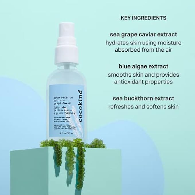 Cocokind GLOW ESSENCE WITH SEA GRAPE CAVIAR, HYDRATING PRIMER AND FACIAL MIST, FACIAL MOISTURIZER WITH SEA BUCKTHORN, LINOLEIC ACID, AND VITAMIN E - Image 2